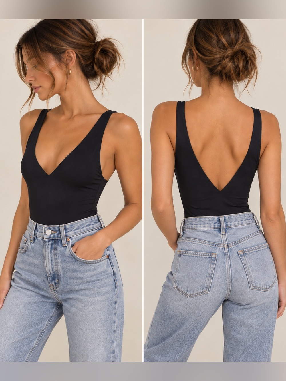Aritzia Babaton Contour V-Neck Black Bodysuit 2XS Double V